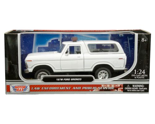 Motormax 1:24 1978 Ford Bronco Custom with Lightbar – Law Enforcement and Public Service