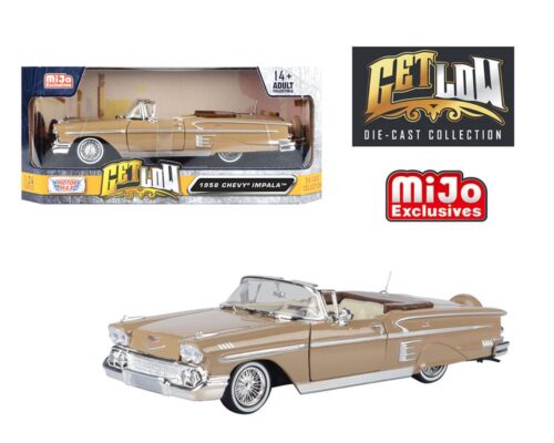 Motormax 1:24 1958 Chevrolet Impala Convertible Lowrider (Tan Brown) – Get Low – MiJo Exclusives