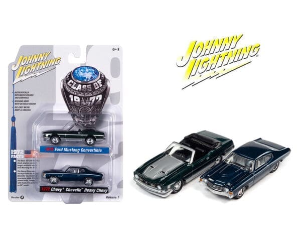 Johnny Lightning 1:64 2 Pack 1972 Ford Mustang Convertible & 1972 Chevrolet Chevelle Releases B