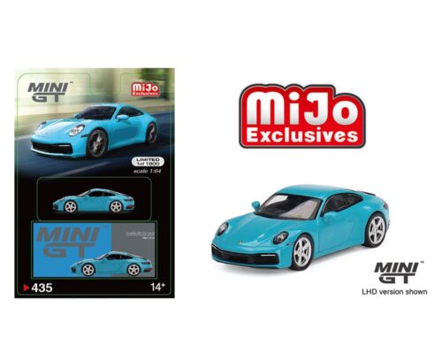 Mini GT 1:64 Porsche 911 (992) Carrera S Miami Blue – Mijo Exclusives