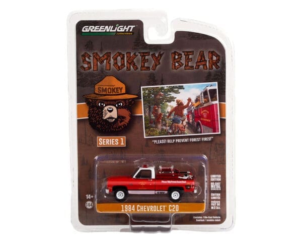 Greenlight 1:64 Smokey Bear Series 1 – 1984 Chevrolet C20 Custom Deluxe with Fire Equipment – Please Help Prevent Forest Fires