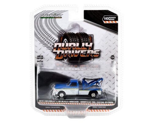 Greenlight 1:64 Dually Drivers Series 10 – 1972 Chevrolet C-30 Dually Wrecker – Goodyear Tire Testing Division