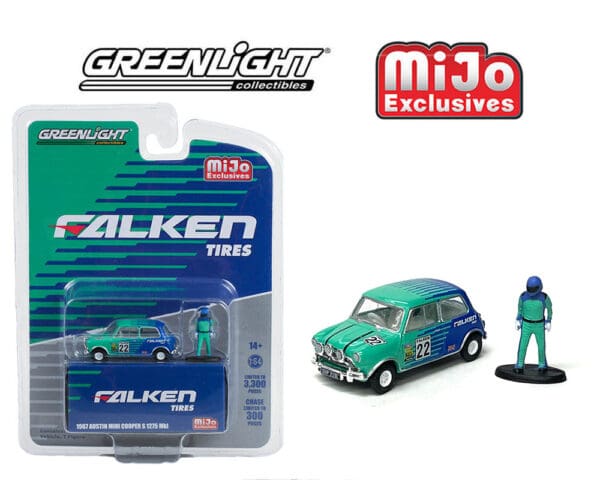 Greenlight 1:64 1967 Austin Mini Cooper S 1275 MKI Falken Tire With Driver Limited 3,600 – Mijo Exclusives