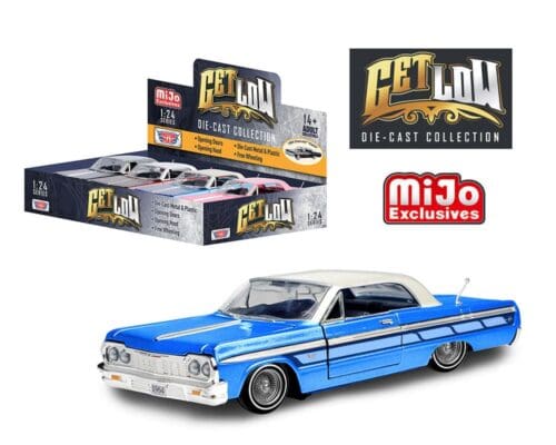 Motormax 1:24 1967 Chevrolet Impala SS – Get Low – MiJo Exclusives – Display Tray Set of 4