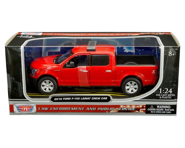 Motormax 1:24 2019 Ford F-150 Lariat Crew Cab with lightbar (Red) – Law Enforcement and Public Service