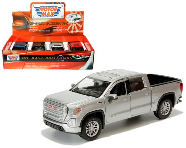 Motormax 1:27 2019 GMC Sierra 1500 Crew Cab (SLT/Denali) – Display Tray Set of 4