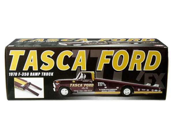 ACME 1:18 1970 Ford F-350 Ramp Truck – Tasca Ford (burgundy and gold) Limited to 500 pieces