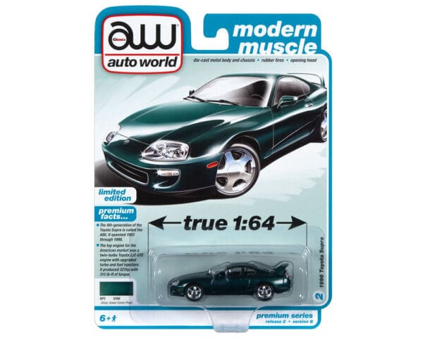 Auto World 1:64 1996 Toyota Supra (Deep Jewel Green Pearl) – Premium 2022 Release 2 Version B