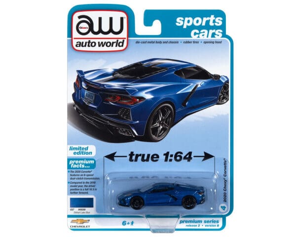 Auto World 1:64 2020 Chevrolet Corvette (Elkhart Lake Blue) – Premium 2022 Release 2 Version B