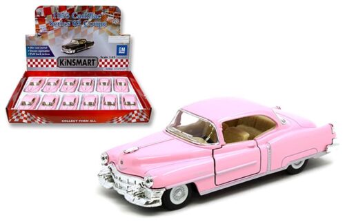 Kinsmart 1:43 1953 Cadillac Series 62 Coupe Solid Pink 5″  -Display Tray Box of 12