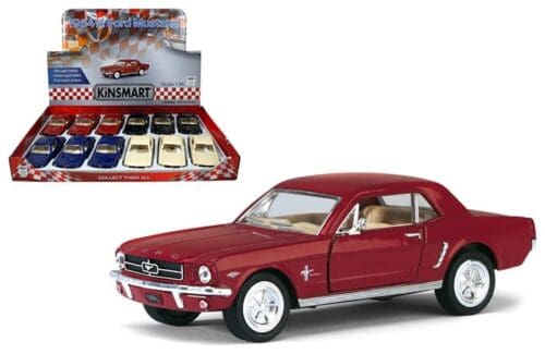 Kinsmart 1:36 1964 1/2 Ford Mustang Hardtop 5″ – Display Tray Box of 12