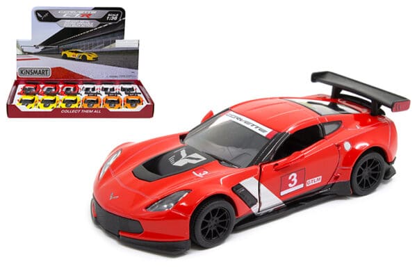 Kinsmart 1:32 Chevrolet Corvette C7-R 5″ – KT5397D – Display Tray Set of 12