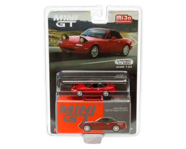 Mini GT 1:64 Mazda Miata MX-5 (NA) (Classic Red) Headlight Up / Soft Top (LHD) – MiJo Exclusives limited to 3000 pieces