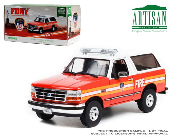 Greenlight 1:18 1996 Ford Bronco – FDNY (The Official Fire Department City of New York) – Artisan Collection