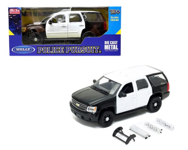 Welly 1:24 2008 Chevrolet Tahoe Police Version Plain (Black and White)