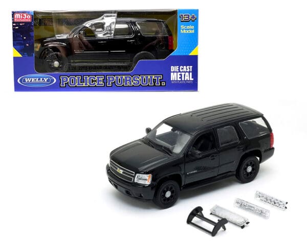 Welly 1:24 2008 Chevrolet Tahoe Police Version Plain Black