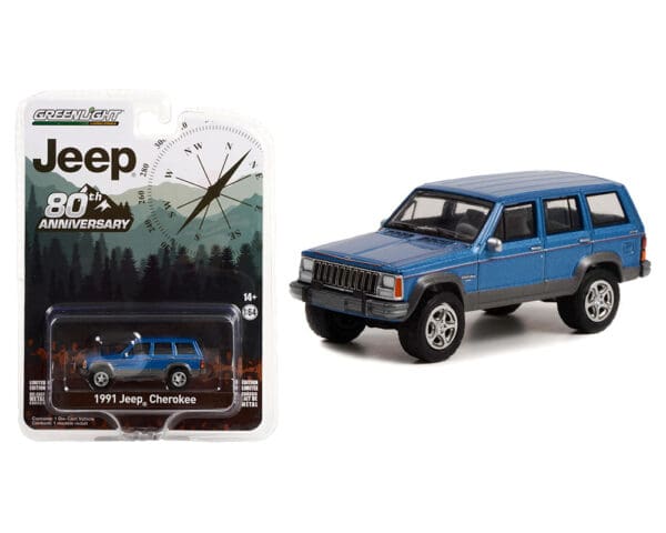 Greenlight 1:64 Anniversary Collection Series 14 – 1991 Jeep Cherokee – Jeep 80th Anniversary