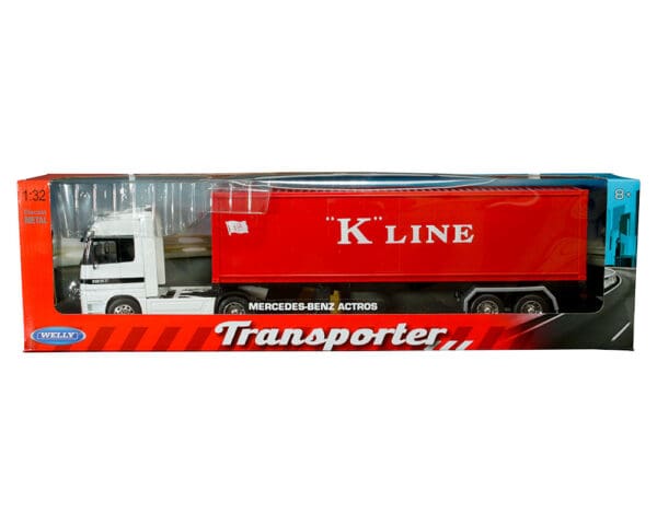 Welly 1:32 Mercedes-Benz Actros “K”Line Trailer (White and Red) – Transporter