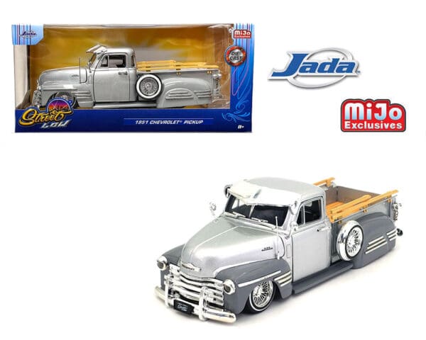 Jada 1:24 1951 Chevrolet Pickup Lowrider Two-Tone (Silver/White) – Street Low – MiJo Exclusives