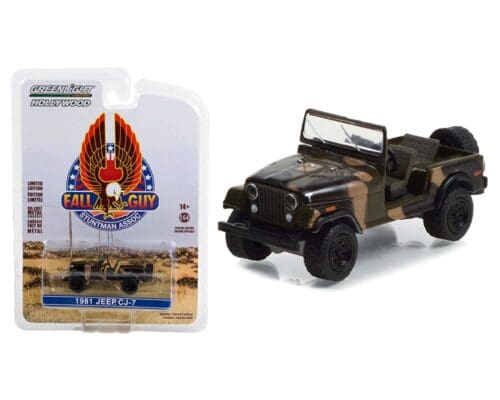 Greenlight 1:64 Fall Guy Stuntman Association – Jeep CJ-7 (Camouflage) – Hollywood Special Edition