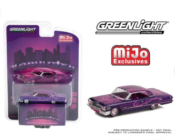 Greenlight 1:64 Lowrider 1963 Chevrolet Impala SS – Purple – Limited 4,800 Pieces – MiJo Exclusives