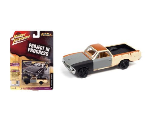 Johnny Lightning 1:64 1966 Chevrolet El Camino (Project in Progress) (Lemonwood Yellow Gloss w/Primer & Rust) – Street Freaks 2021 Release 4 Version B