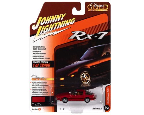 Johnny Lightning 1:64 1982 Mazda RX-7 (Sunrise Red) – Classic Gold 2022 Release 2 Version B