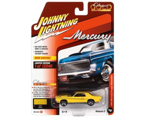 Johnny Lightning 1:64 1969 Mercury Cougar Eliminator (Yellow) – Classic Gold 2022 Release 2 Version B