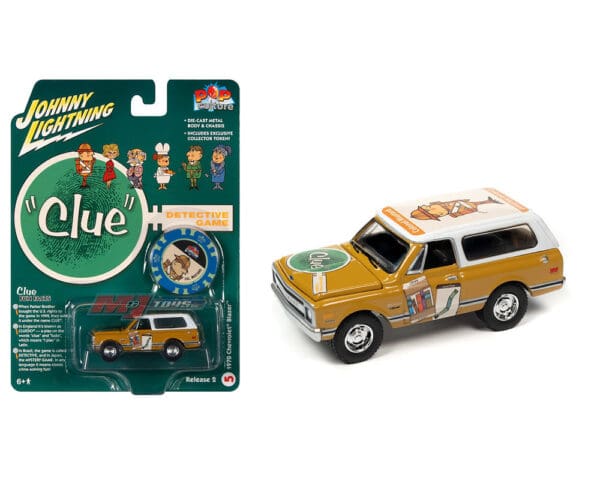 Johnny Lightning 1:64 Pop Culture 2022 Release 2 – Vintage Clue 1970 Chevy Blazer Token Solid Pack