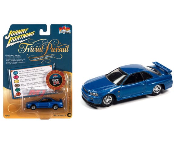 Johnny Lightning 1:64 Pop Culture 2022 Release 2 – Trivial Pursuit Nissan GT-R w Poker Chip Solid Pack