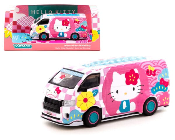 Tarmac Works 1:64 Toyota Hiace Widebody Hello Kitty Capsule Summer Festival –  Collab64