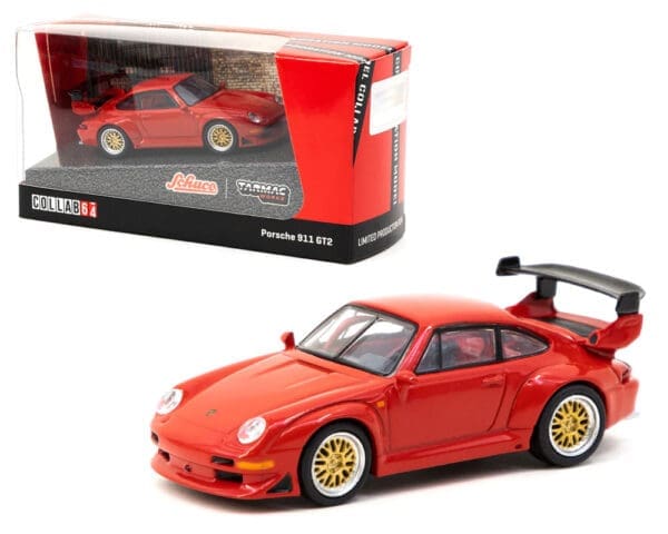 Tarmac Works x Schuco 1:64 Porsche 911 (993) GT2 (Red) – Collab64