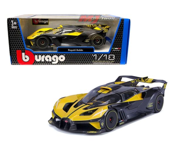 Bburago 1:18 Bugatti Bolide (Grey/Yellow) – Plus Series