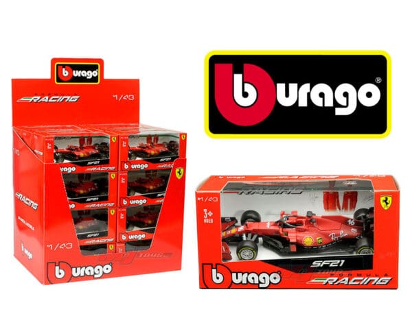 Bburago 1:43 Ferrari SF21 Charles LeClerc #16 – Formula Racing – Tabletop Display