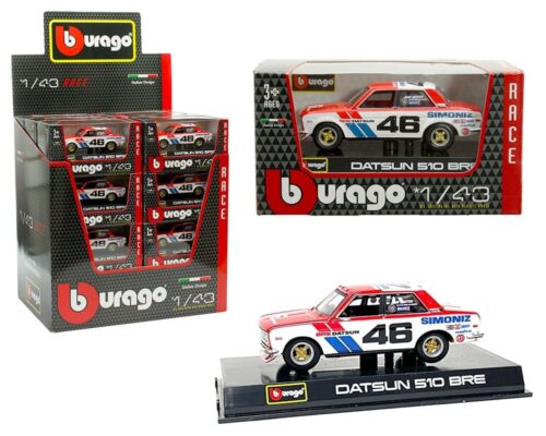 Bburago 1:43 BRE Datsun 510 #46 (Two-tone Red/White) – Race