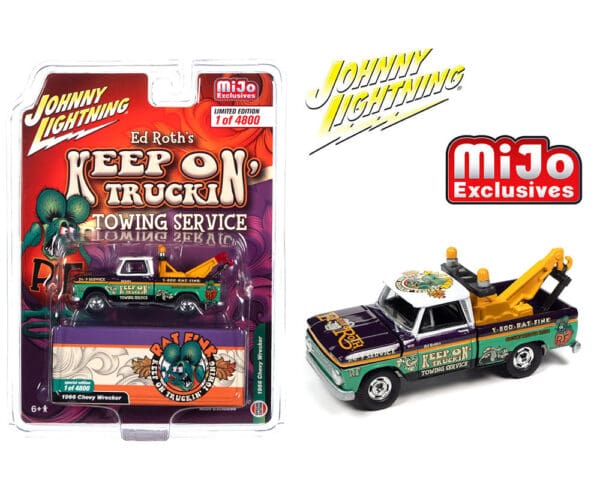 Johnny Lightning 1:64 Chevrolet Wrecker 1966 Ed Roth’s Rat Fink Towing Service – MiJo Exclusives