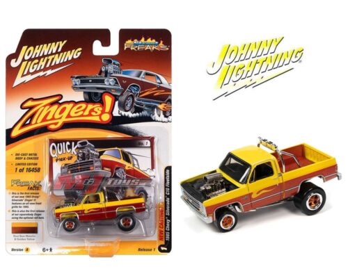 Johnny Lightning 1:64 Street Freaks 2022 Release 1A- 1985 Chevrolet Silverado Zingers Yellow Solid Pack