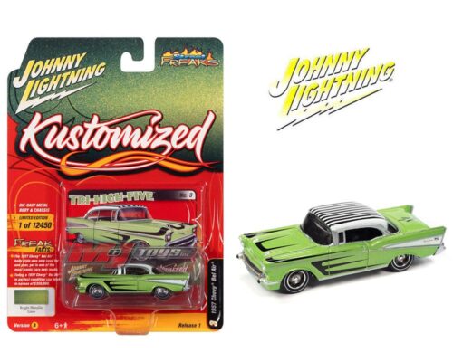 Johnny Lightning 1:64 Street Freaks 2022 Release 1A- 1957 Chevrolet Bel Air Kustom Lime Green Solid Pack