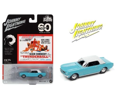 Johnny Lightning 1:64 Pop Culture 2022 Release 3 – James Bond 007 Thunderball 1965 Ford Mustang Solid Case