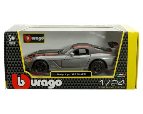 Bburago 1:24 Dodge Viper SRT 10 ACR (Grey with Matte Black Top and Red Stripe)