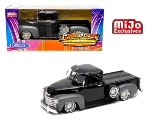 Welly 1:24 1953 Chevrolet 3100 Pickup Low Rider – Black with Grey Fenders – MiJo Exclusives