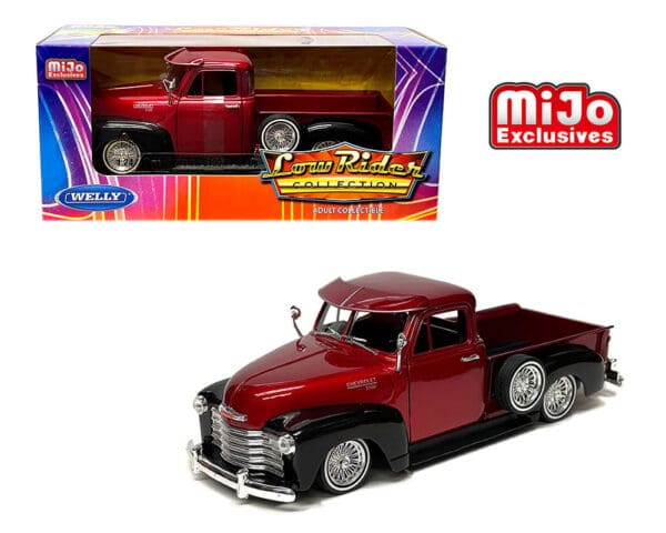 Welly 1:24 1953 Chevrolet 3100 Pickup Low Rider (Two-Tone Red Metallic & Black) – MiJo Exclusives