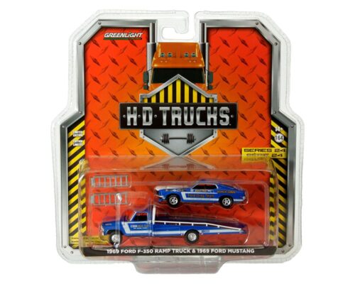 Greenlight 1:64 1969 Ford F-350 Ramp Truck & 1969 Ford Mustang – Ford Drag Team – H.D. Trucks Series 24