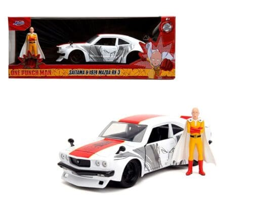 Jada 1:24 1974 Mazda RX-3  With Saitama Figure – One Punch Man – Hollywood Rides