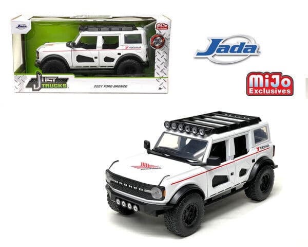 Jada 1:24 1985 2021 Ford Bronco Custom Yokohama White – Just Trucks – MiJo Exclusives Limited Edition