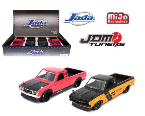 Jada 1:24 1972 Datsun 620 Pickup Assortment – JDM Tuners – MiJo Exclusives – Display Tray Set of 4