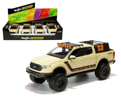 Maisto 1:24 2019 Ford Ranger Off-Road (Beige) (1:27) – Display Tray Set of 4