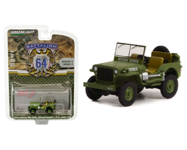 Greenlight 1:64 Theodore Roosevelt Jr’s 1942 Willys MB Jeep 20362162 – U.S. Army World War II Rough Rider – Battalion 64 Series 2