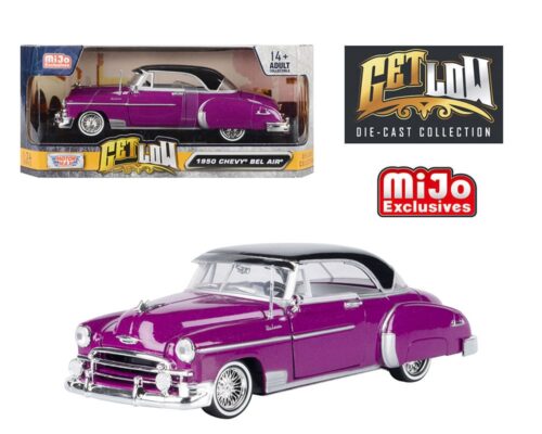 Motormax 1:24 1950 Chevrolet Bel Air Lowrider Purple With Black Top – Get Low – Mijo Exclusives