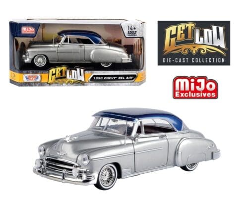 Motormax 1:24 1950 Chevrolet Bel Air Lowrider  Silver With Blue Top – Get Low – Mijo Exclusives